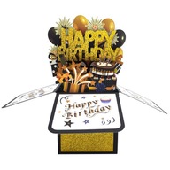 Wyskakujące kartki urodzinowe 3D z czarnego złota z kopertą i życzeniami urodzinowymi