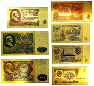 ZSRR RUBLE Unikatowy Zestaw Kolekcjonerski Banknotów POZŁACANY CERTYFIKAT