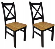 6x Drevená stolička Krížik dub craft čierna