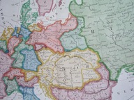 1836 duża ORYGINAŁ mapa EUROPA POLSKA Kraków Prusy Warszawa Śląsk Pomorze