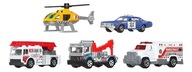 SADA 5 AUTÍČOK MATCHBOX MBX RESCUE V KARTIČKE POLÍCIA VRTUĽNÍK