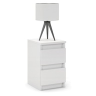 Nočná skrinka Biela Dve Zásuvky na Klik 45x30 cm Nočný stolík Bezúchytkový