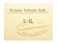 Sanok,Władysław Pankowski;bon na 2 korony,bez daty