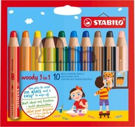 STABILO woody 3 in 1 10 ks balenie pastelka, vodovka a voskovka v jednom