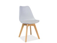 Krzesło skandynawskie KRIS białe/bukowe nogi