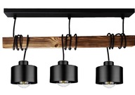 Lámpa csillár fa 3xE27 LOFT FEKETE