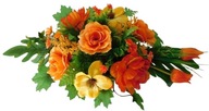 Stroik na grób, cmenatrz kompozycja kwiatowa, peonia, pomarańczowo- żółty