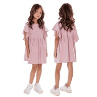 Ružové šaty s volánikmi na rukávoch All For Kids 104/110