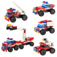 KONŠTRUKČNÉ KOCKY 4V1 HASIČSKÉ AUTO HASIČSKÝ ROBOT SADA 4 KS