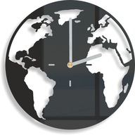 Nástenné hodiny tiché čierne Mapa sveta