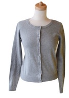 Sweter Szary H&M Basic S 36 Guziki Szarość