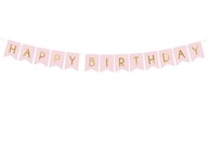 Baner Happy Birthday jasny różowy 15 x 175 cm Party Deco