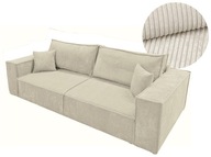 Sofa rozkładana z pojemnikiem beż funkcja spania kremowa JAPANDI sztruks