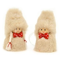 Makošky béžové v kožušinke 7cm 2 ks bábiky prívesky na vianočný stromček