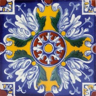 Keramické obklady dlaždice dekory 30 ks Modrá Talavera - Plumas