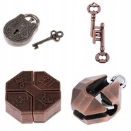 4 /zestaw metalowe łamigłówki zamki Puzzle