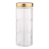 Słoik pojemnik na produkty sypkie szklany z pokrywką złotą ozdobny 2,2 l