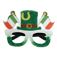 Zelené okuliare ST Patricks Day s dekorom Shamrock Rám okuliarov Klobúk bez štýlu D