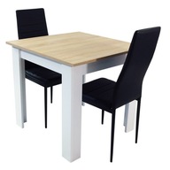Zestaw stół Modern 80x80 2 czarne krzesła Nicea