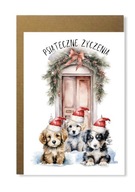 Kartka na święta Bożego Narodzenia z pieskami pies dla miłośników psów
