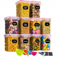 ÉTELTÁROLÓ DOBOZOK RENDSZEREZŐK RÓZSASZÍN MŰANYAG 10 DB-OS CÍMKE KÉSZLET