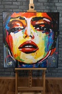 Duży obraz olejny kolorowa abstrakcja pop art nowoczesny ręcznie malowany
