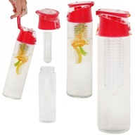 Butelka pojemnik na wodę bidon z wkładem filtrem na owoce 0,8l czerwona