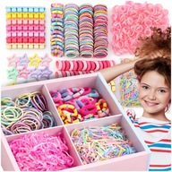 HAJGUMI ÉS HAJCSAT KÉSZLET 875 db-os GYEREK DEKORATÍV RUGALMAS