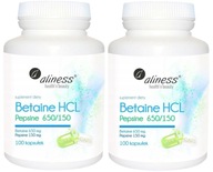 Aliness Betaín HCL Pepsín 650/150mg Kyselina chlorovodíková Metabolizmus Ospalosť