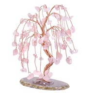 Mini naturalne drzewo z kamieniami szlachetnymi Ozdoby Feng Shui Uzdrawiające drzewo kryształowe różowe