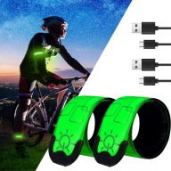 Opaski odblaskowe LED samozaciskowe na rękę ramię rower x2