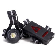 NOWOCZESNA CZARNA LATARKA DO BIEGANIA PRZEDNIA/TYLNA – ŚWIATŁO OSTRZEGAWCZE LED