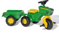 TRAKTOR ROLLY-KID JOHN DEERE 3-KOŁOWY Z PRZYCZEPĄ