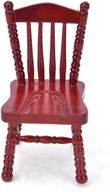 Figurka Miniaturowa Czerwone Krzesło Do Domku Dla Lalek 1:12 Drewniane Małe