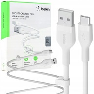 Belkin Kabel Boost Flex USB-A do USB-C 1m 20V Z klipsem Silikonowy Biały