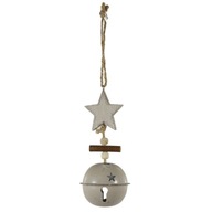 Vianočný prívesok vianočný kovový zvonček s hviezdičkou 25 cm