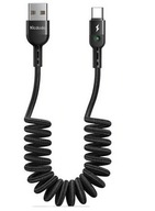 MCDODO KABEL USB-C LIGHTNING SPIRALNY SPRĘŻYNOWY SZYBKI DO IPHONE LED 2M