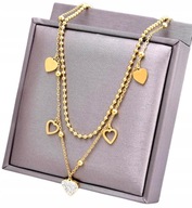 Zlatý náhrdelník Chirurgická oceľ 316L srdce multi