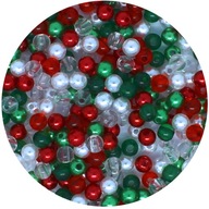 Koraliki Kulki Akrylowe Mix 6mm 200szt Kolory Świąteczne perły akryl