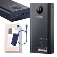 ROMOSS ZESTAW MOCNY POWERBANK 30000MAH 2X USB-A USB-C QC PD 30W Z KABLEM