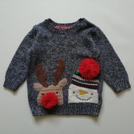F&F sweterek świąteczny zimowy***68 cm