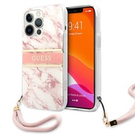 Etui Guess do iPhone 13 Pro Max różowy case plecki Marble Strap Collection