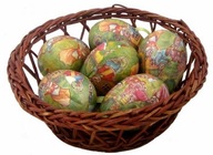 Kolorowe pisanki z Grafiką w koszyczku Koszyczek Wielkanocny + Jajka 6 szt.