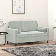 2-osobowa sofa z poduszkami jasnoszara 120 cm aksamit