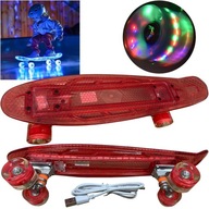 Skateboard skateboard LED SVIETIACE kolesá a fishboardová doska pre deti ČERVENÁ