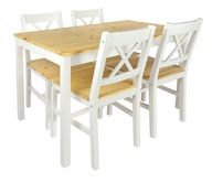 Stôl + 4 stoličky do kuchyne, jedálne, obývačky - White/Pine prírodné drevo