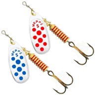 2 x MEPPS COMET SILVER Nr.5 / 11 g RED / BLUE DOTS