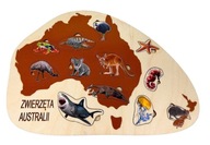 Zvieratá Austrálie, drevená skladačka o zvieratách, drevený kontinent