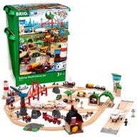 BRIO 33766 DREWNIANA KOLEJKA DELUXE WIELKI ZESTAW TORY POJAZDY FIGURKI +AKC