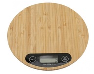 KEREK ELEKTRONIKUS KONYHAI MÉRLEG LCD BAMBUSZ TARA FUNKCIÓ